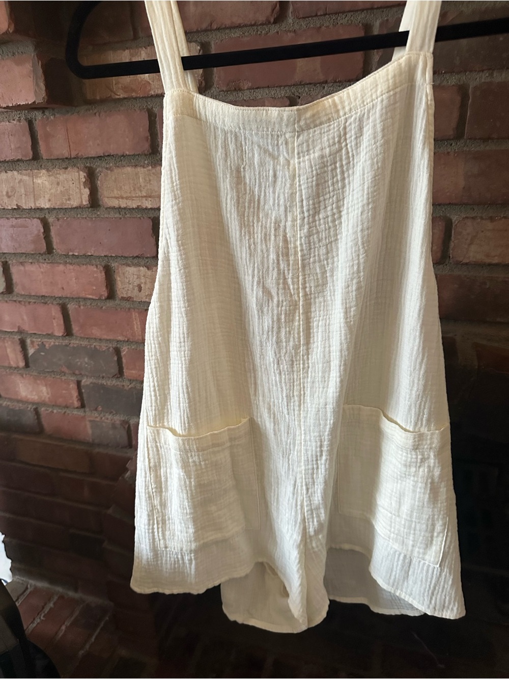 Xhilaration Cream Textured A-Line Romper with Pockets